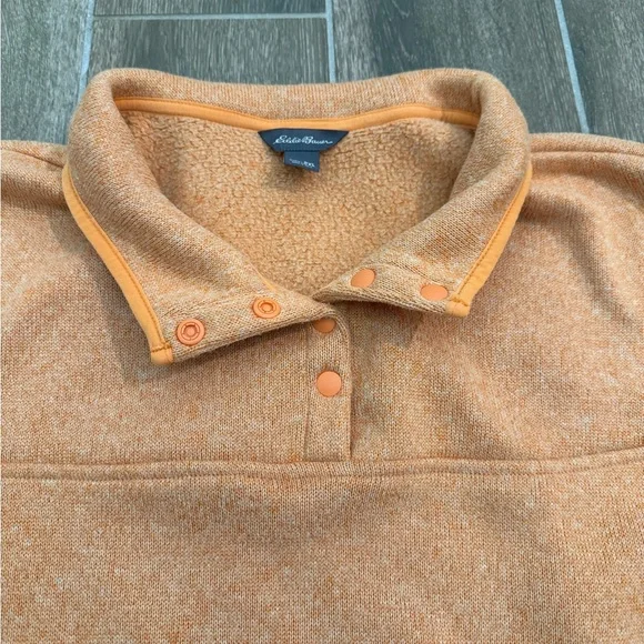 Like New Eddie Bauer Women's Orange Fleece Pullover - Picture 5 of 7